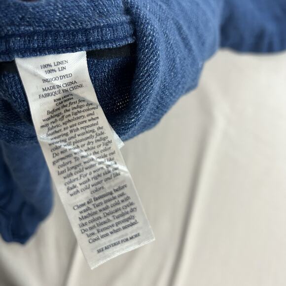 Faherty Linen Shirt Mens 2XL Blue Button Up Casual Beach Short Sleeve - Picture 4 of 7